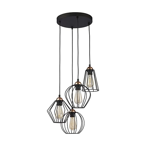 Hänge Lampe Wohnzimmer Leuchte Käfig Hängelampe Retro Schwarz 46 cm (Modell IV)