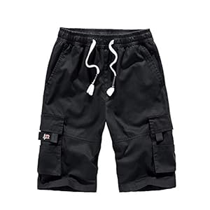 APTRO Mens Cargo Shorts Combat Casual Cotton Elastic Waist Shorts with Multi Pockets Workwear CG01