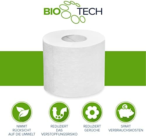 Papernet Bio Tech - Toilet Paper (407575), 4 Packs of 24 Pure Cellulose Paper Rolls, Length 19.8 m Each, Naturally Fights Pathogenic Bacteria, 2 Plies, 180 Tears Measuring 9.5 x 11cm