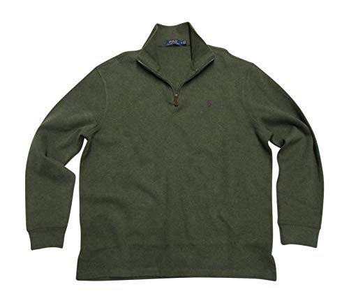 Polo Ralph Lauren Mens Half Zip French Rib Cotton Sweater (X-Large, Alpine Heather)