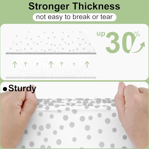 Image of Smiry Plastic Table Cloth Disposable 8 Pack, 54 x 108 Inch Rectangle Waterproof Tablecloth, Printed Gold Table Runner Style for Birthday Weeding, Party, Leakproof & Sturdy, White and Sliver