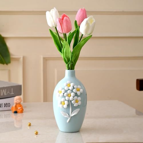 Image of Amazon Basics Pro-Artistic Ceramic Vase | for Home Decor (Sky Blue)