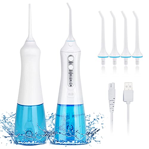 Teeth Water Flosser Toothbrush Power Dental Oral Irrigator Cordless Portable Rechargeable IPX7 Waterproof for Braces Bridges Care Travel Home