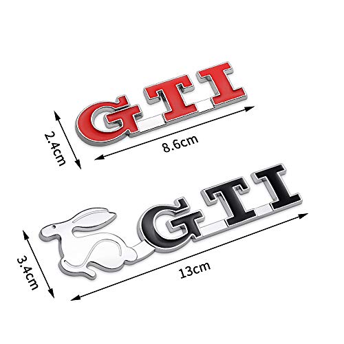 image for BUGFR Hood Ornaments 3D Metal GTI Emblem Car Front Grille Badge Body T