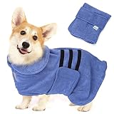 Nobleza Hundebademantel Mikrofaser mit Klettverschluss,Super saugfähig und schnell trocknend,Bademantel für alle Katzen und Hunde,Fünf Größen,Hundehandtuch Weich (M)