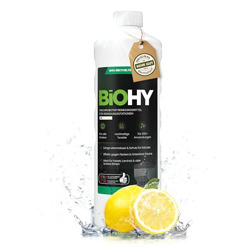 BiOHY Wischroboter Reinigungsmittel für Reinigungsstationen (1l Flasche) | Verlängert die Lebensdauer der Absaugstation | Schaumarmes Bodenreiniger Konzentrat
