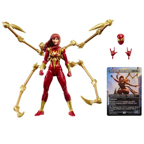 Marvel Legends Series Magic: The Gathering Mary Jane Watson (Iron Spider) Spider-Man Action Figure and Exclusive Foil Trading Card Red