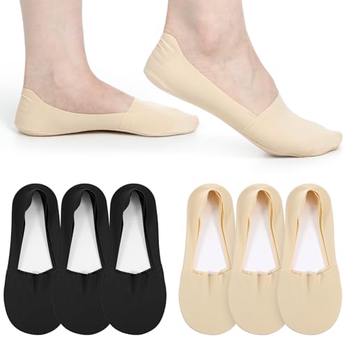 6 Pairs Women No Show Socks, Nylon Invisible Non-slip Ankle Sock Low Cut Thin Liner Socks Invisible Hidden Sock