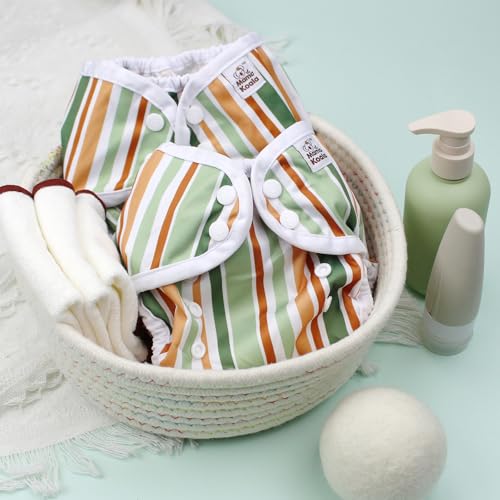 Image of Mama Koala Reusable Adjustable Cloth Diaper Covers with Double Gusset for Girls and Boys, Snap Closure, Size M (Vibrant Mush-M)