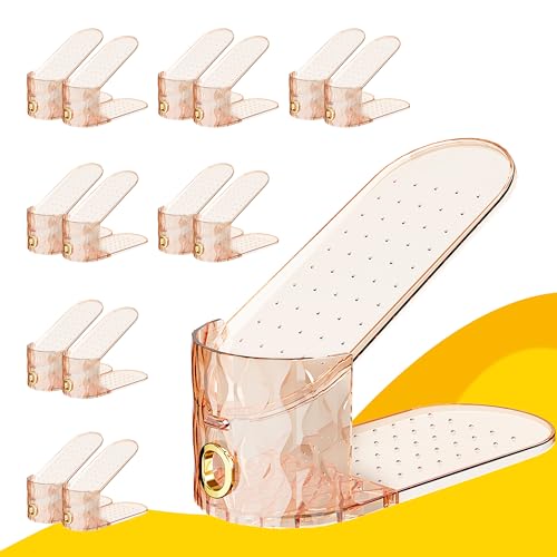 WMBOOX Shoe Slots Organizer, Adjustable 15 Pack Shoe Stacker for Closet Storage, Clear Double Layer Space Saver, Durable and Stackable Shoe Holder for Sneakers Heels and Flat by WMBOOX - Used condition - US$33.55