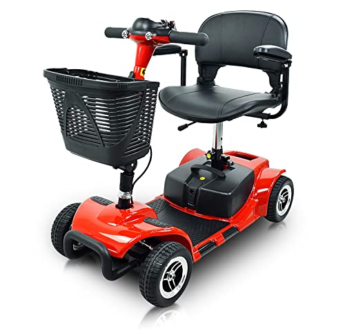 Emotor Folding 4 Wheel Mobility Scooter For Adults Seniors, Weight Capacity 265Lbs Stable Scooter 13 Miles Long Travel Range, Foldable Electric Drive Device With Headlights For Trip #TOP24