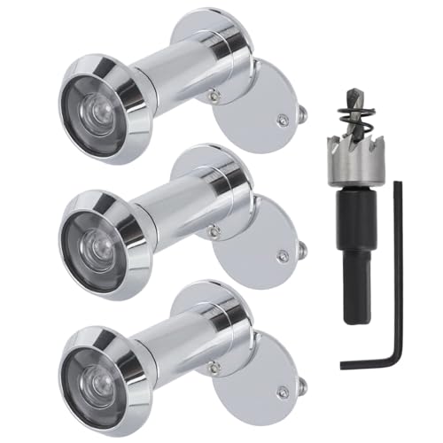 UTALIND Door Viewer Peephole, Solid Front Door Peephole Zinc Alloy 200 Degree Doors Eye Viewer with Privacy Cover for 1-3/8" to 2-3/8" Doors for Home Office Hotel,3PCS(Silver)