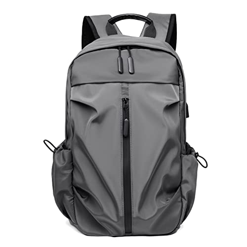 FANDARE Mochila para Viajes y Universidad, Mochila de Hombre y Mujer Resistente con Puerto de Carga USB, Impermeable, para Portátil hasta 15.6 Pulgadas, Estilo Minimalista Gris