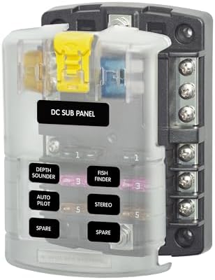 Blue Sea Systems ST Blade Fuse Block, 6 Circuits with Negative Bus