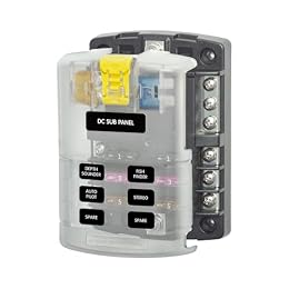 Blue Sea Systems ST Blade Fuse Block 6 Way Circuits with Negative Bus and Cover, 100 Amps, 5025
