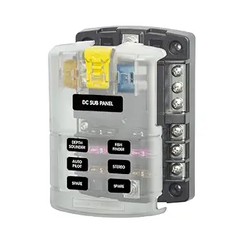Blue Sea Systems ST Blade Fuse Block, 6 Circuits with Negative Bus