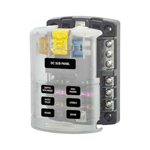 Blue Sea Systems ST Blade Fuse Block 6 Way Circuits with Negative Bus and Cover, 100 Amps, 5025 by Blue Sea Systems - Used condition - US$29.59