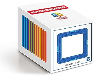 Magformers Square (12 Piece) Building Set, Rainbow