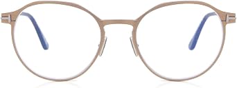 Tom Ford Eyeglasses FT 5866 -B 035 Matte Light Bronze, Shiny Ruthenium, t Logo
