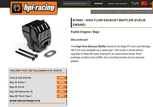 Kktt15483 Rear Exhaust Pipe Box 1/5 Scale Rc Car Engine Rovan Km Losi 5Ive-T Baja For Hpi Racing #15483 High Flow Exhaust Muffler (Fuelie Engine) Fuelie Engine / Baja #TOP2