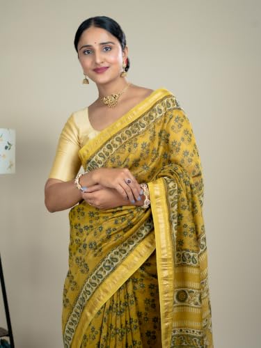 Ushvii mustard maheshwari silk saree – image 7