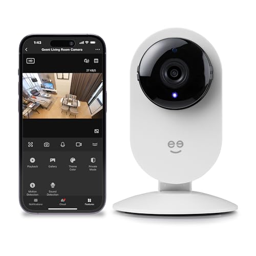 Image of Geeni Glimpse Indoor Security Camera, 1080p HD Video, 2-Way Audio, White | Indoor camera, compatible with Alexa and Google Home, indoor and outdoor use
