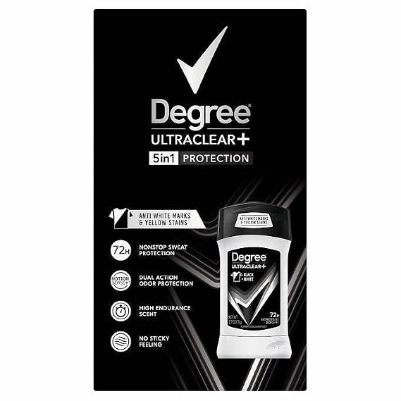 Degree Men UltraClear+ Antiperspirant Deodorant, Black & White, 2.7 oz, 5-count
