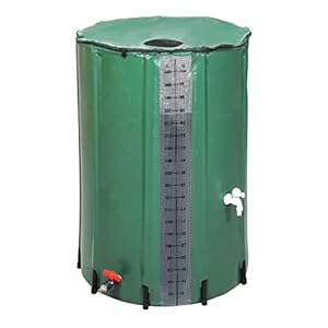 100 Gallon Collapsible Rain Barrel, Rain Catcher Barrel, Portable Rainwater Collection System with Volume Scale Mark, Two Spigots and Overflow Kit, Rain Water Barrel Collector for Garden, Green