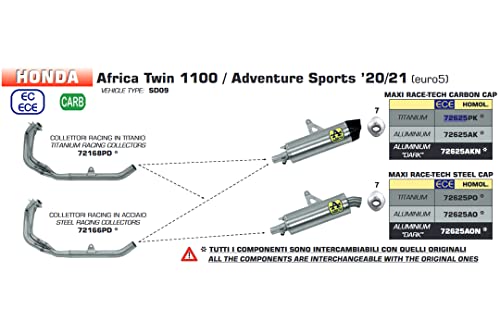 AFRICA TWIN 1100 ADVENTURE TITANIUM COLLECTOR WITHOUT CATALYST FOR ORIGINAL AND ARROW SILENCERS