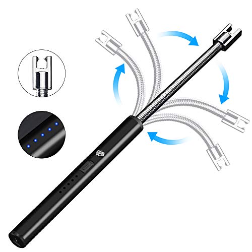 Vodabang Encendedor Eléctrico USB sin Llama Eléctrico Mechero Recargable para Camping Cocina BBQs Fuegos Artificiales Negro