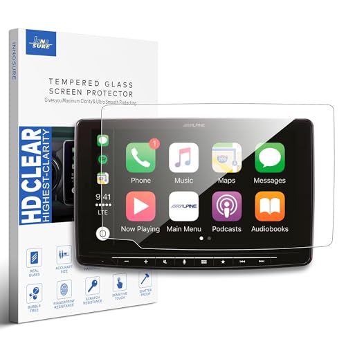 INNOSURE 9H Tempered Glass Screen Protector Compatible with Alpine iLX-F259, iLX-F309, iLX-F409 Halo9 Digital Multimedia Receiver 9 Inch Audio Touchsreen Anti Scratch/Fingerprint (HD Clear)