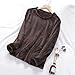 Hnodov Women's Fuzzy Pajama Tops Long Sleeve Round Neck Flannel Pj Shirts Warm Loose Pullover Top Soft Sleepwear Coffee