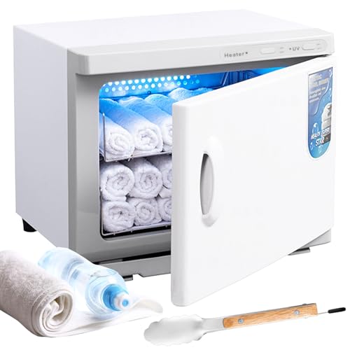 Kensbro Chauffe-Serviettes 25 L, Armoire de Stérilisation pour Serviettes Chaudes avec Lampe UV, Fonction de Chauffage à 360°, Stérilisateur de Serviette Chaude pour 20 à 30 Serviettes