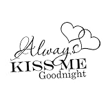 Adesivo Murale Frase Always Kiss Me, Decorazione Notte Nero PVC