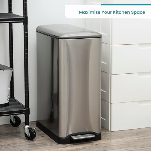 Home Zone Living 13 Gallon Kitchen Trash Can with Dual Compartments for Recycling, Stainless Steel, Silver, 50 Liters Total, Gen 2 - Image 3