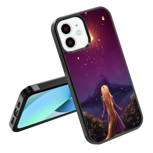 Phone Case Cover For Iphone Se 7 8 X Xr 11 12 13 14 Rapunzel Plus Mini Pro Max Silicone Style Shockproof - Lantern Girl Black #TOP11