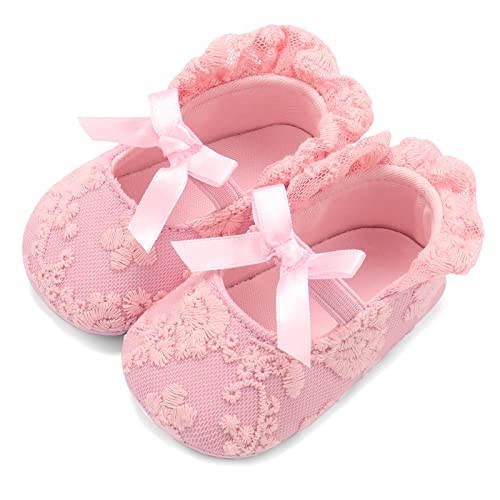 Baby Girls Princess Lace Soft Sole Cloth Crib Shoes Sneaker Pink, 3-6 Months #TOP2