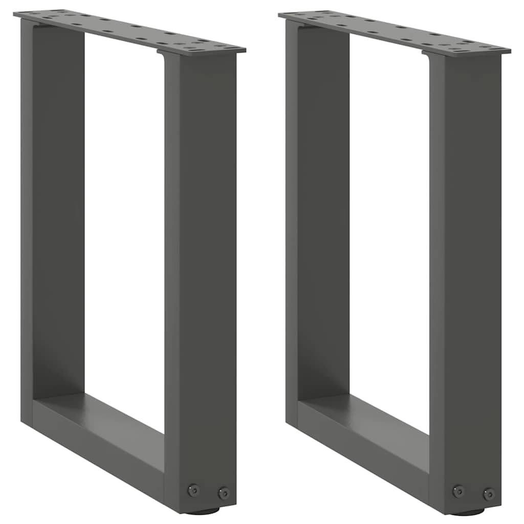 SXZenSpace Coffee Table Legs 2 pcs U-Shaped Anthracite 28x42-43 cm Powder-Coated Steel with Adjustable Feet Modern Design for Living Room Office Study