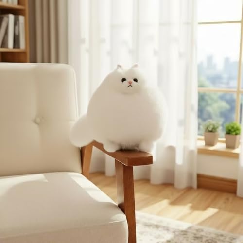 Image of Winsterch Stuffed Animal Plushie Cat Stuffed Animal,Cute Soft Plush Cat Animals,White Stuffed Cat, Birthday for Kids,Boys,Girls,Fat Cat Stuffed Toy (White, 10 Inches)