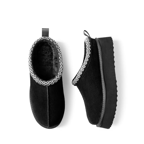 Dream Pairs Women'S Slippers For Women Genuine Suede Platform Fuzzy Cozy Fuzzyeasy Women'S Platform Slip-On Slippers Winter Fluffy Warm Comfy Furry Shoes For Outdoor Indoor House ,Size 8,Black,Sdsl2413W thumb #2