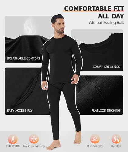 SIMIYA Thermal Underwear Set for Men Long Johns with Fleece Lined4