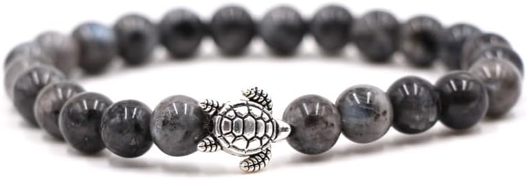 8mm Sea Turtles Beads Bracelet Natutal Stone Gemstone Bracelet Healing Crystal Bracelets Elastic Stretch Bracelet for Women Men