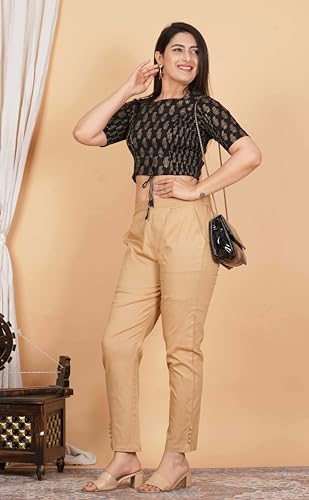 Image of Yash Gallery Women's Cotton Zig-Zag Printed Regular Regular Fit Short Sleeve Blouse