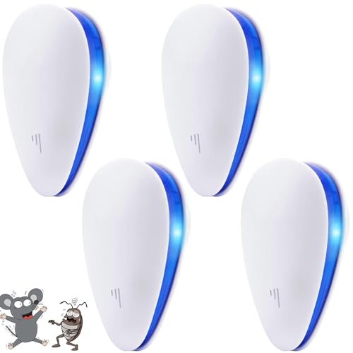 SiumPklay 4 Pcs 2025 Upgraded Ultrasonic Pest Repeller 4 Packs​ – Powerful ​Mouse Repellent Plug In​ for Control Drive Away Mouse MicePest Spider & Rat Rodent Safe for Pets & Kids Covers 1100 Sq Ft