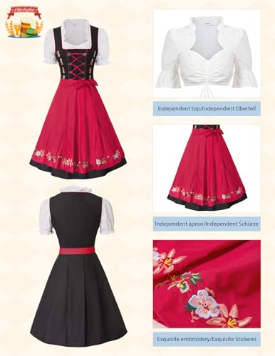 JASAMBAC Women's German Dirndl Dress for Halloween Beer Dress Costumes Halloween Size M Color Red