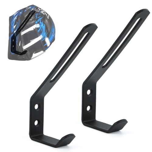 Rayakt 2 Pack Helmet Stand Black Helmet Rack Hanger Helmet Holder Wall Mounted with Screws Helmet Stand Display Hook for Motorcycle Helmet Jacket & Gloves Keys Coat Backpack