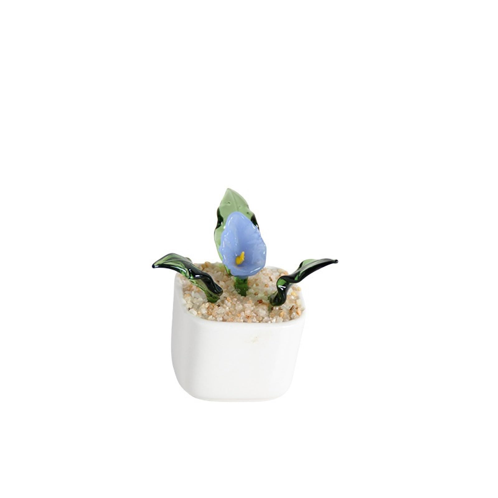 Figurine de lys Calla bleu en verre soufflé main pour ornement de table moderne