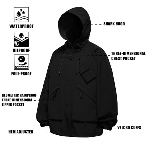 Men's SoftShell Jacket Lightweight Soft Shell Water proof Windproof Outdoor Hooded Zip Hiking Rain Coat Size S to 2XL4