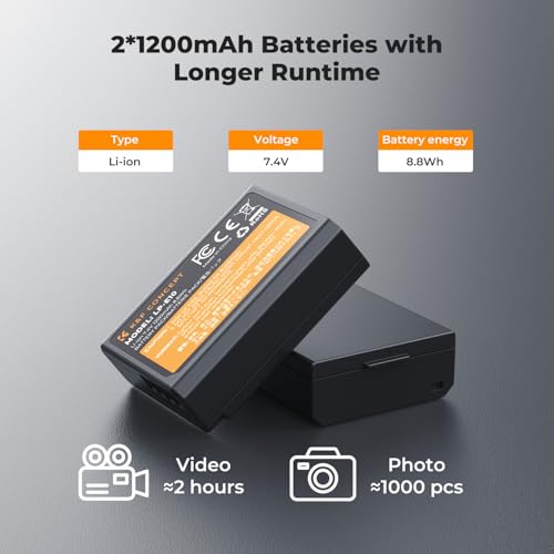 K&F CONCEPT LP-E10 Batería Cargador Dual USB Compatible con Canon cámaras, Incluye 2 1200mAh Baterías, Compatible con Canon EOS Rebel T3 T5 T6 T7, Kiss X50 X70, EOS 1100D 1200D 1300D 2000D 4000D - imagen 2