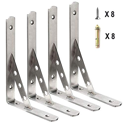 Deezio Corner Brace, 12inch Stainless Steel Brace Corner Steel Joint Right Angle Bracket Fastener with Screws, Pack of 4(300x150x4mm) by Deezio - Used condition - Image 3
